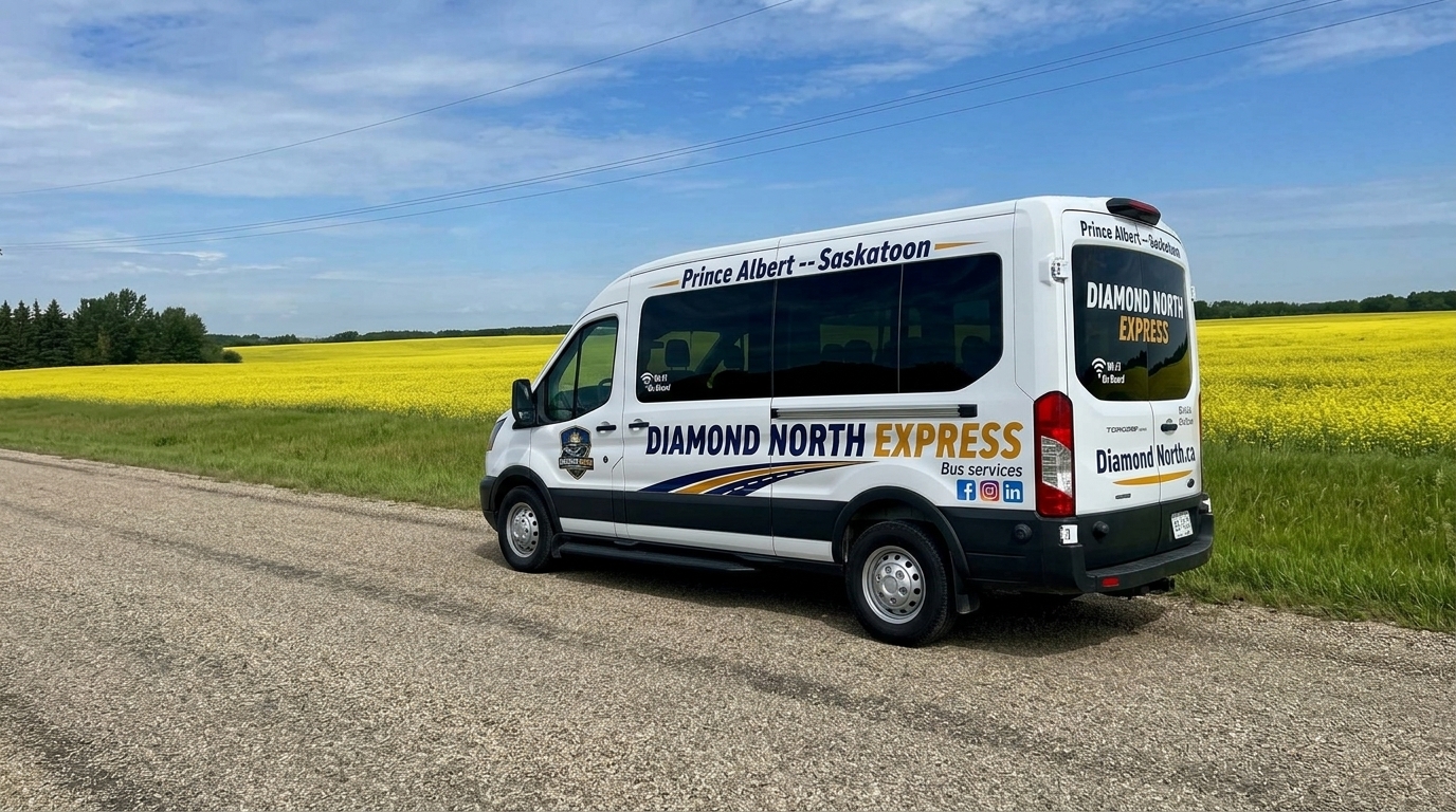 Diamond North Express premium coach bus interior with comfortable seating
